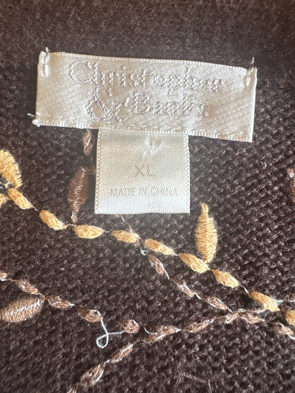 Christopher & Banks Brown Cardigan with Pink and Orange Fall Floral Embroidery - Picture 2 of 6